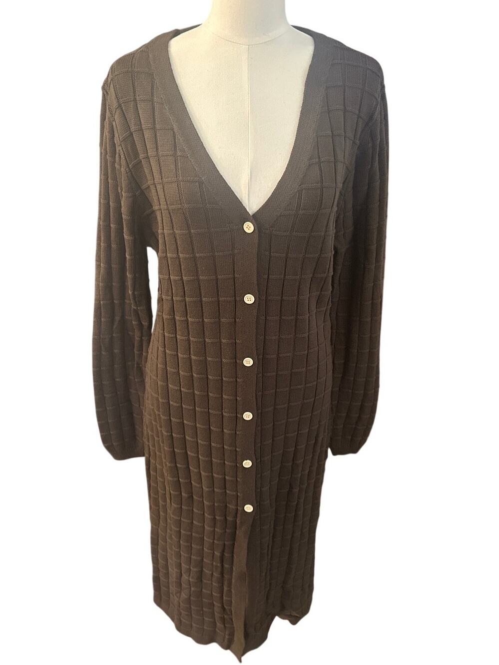 Maple & Cliff Square Knit Long Cardigan Dress – Espresso – 4X – NWT